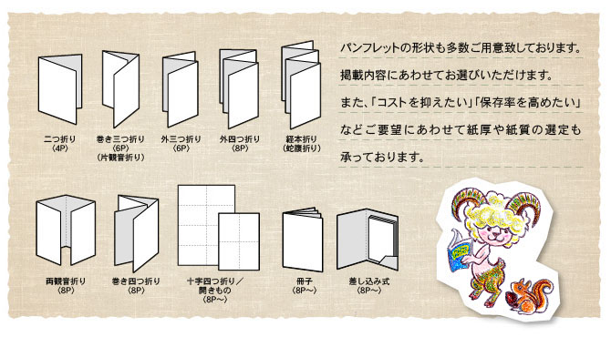 �p���t���b�g�̌`����������p�Ӓv���Ă���܂��B�f�ړ��e�ɂ��킹�Ă��I�т��������܂��B�܂��A�u�R�X�g��}�������v�u�ۑ��������߂����v�Ȃǂ��v�]�ɂ��킹�Ď����⎆���̑I��������Ă���܂��B��܂�q4P�r�A�����O�܂��i�Њω��܂�j�q6P�r�A�O�O�܂��q6P�r�A�O�l�܂��q8P�r�A�o�{�܂��i�֕��܂�j�A���ω��܂��q8P�r�A�����l�܂��q8P�r�A�\���l�܂�^�J�����́q8P�`�r�A���q�q8P�`�r�A�������ݎ��q8P�`�r